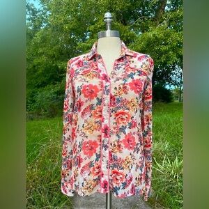LIKE NEW Living Doll Brand Country Chic Floral Button-Up Womens Top | Size XS